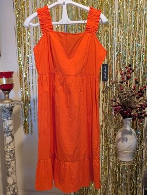 Derek Heart Bright Orange Midi Sundress, XL